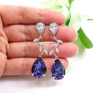 Swarovski crystal vine sterling silver earrings